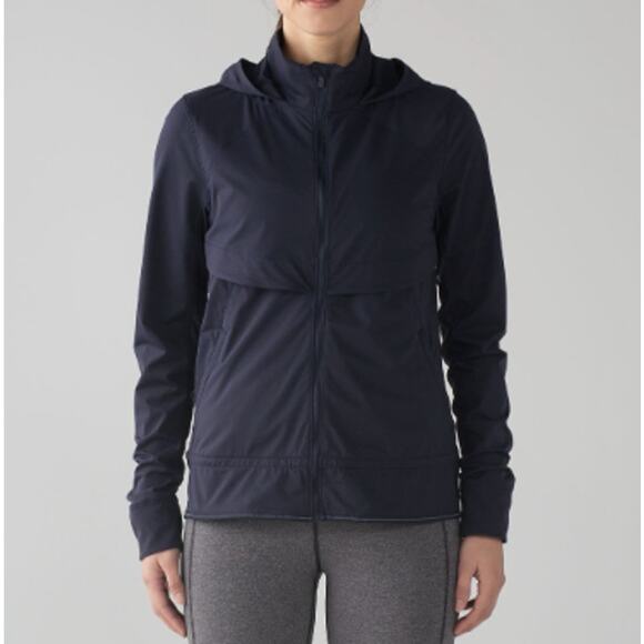 Lululemon Kicking Asphalt Jacket Coat Full Zip Blue 2 Vented Hooded - Picture 1 of 8